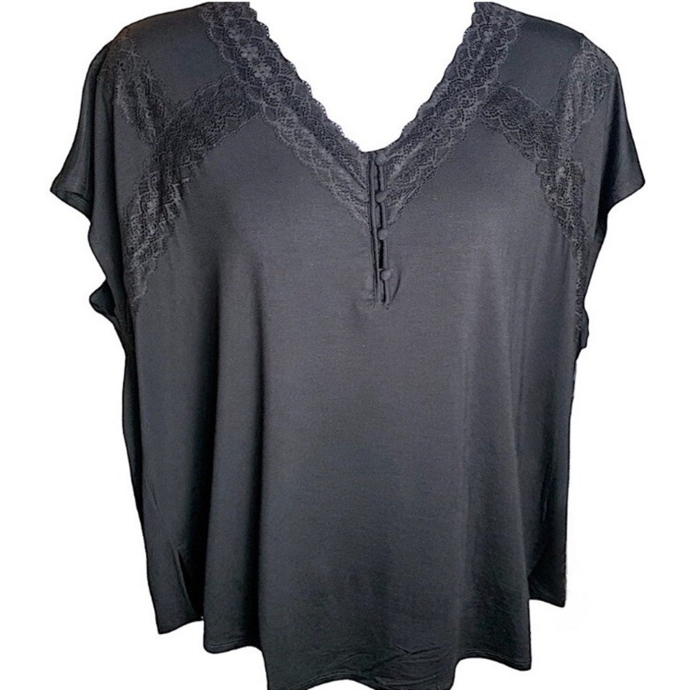 TORRID Super Soft Jersey Dolman Henley Lace Trim Top NWT Size 2X